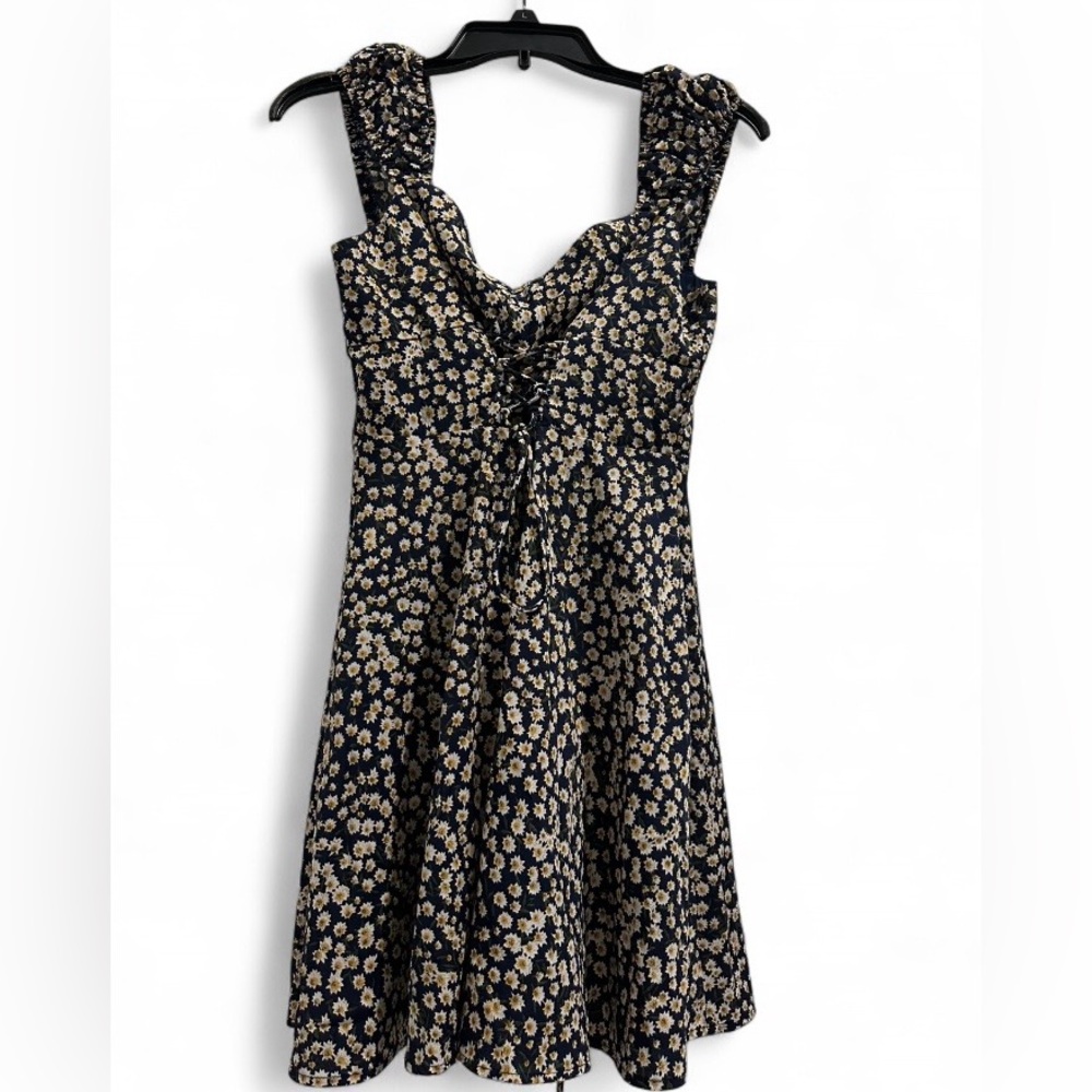 SHEIN Navy and Cream Floral Mini Dress